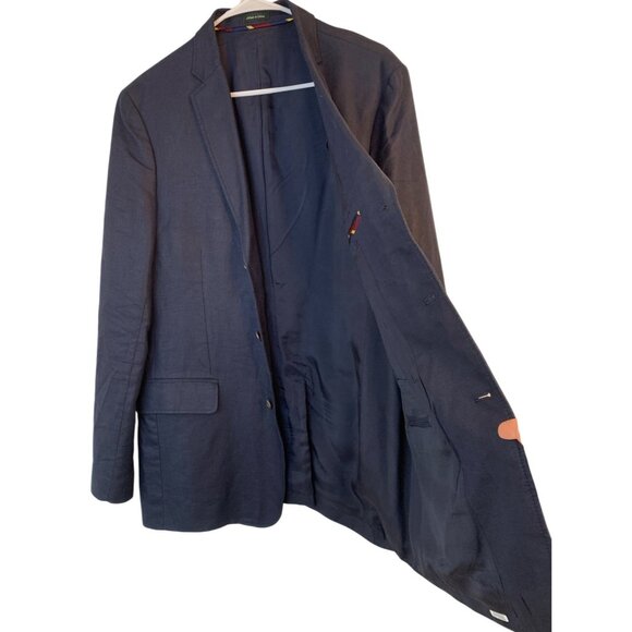VTG 2007 J.Crew Mens 100% Irish Linen Navy Blue Blazer Jacket 40R RV10317 - Picture 2 of 13